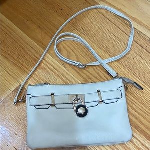 Cream and gold crossbody bag